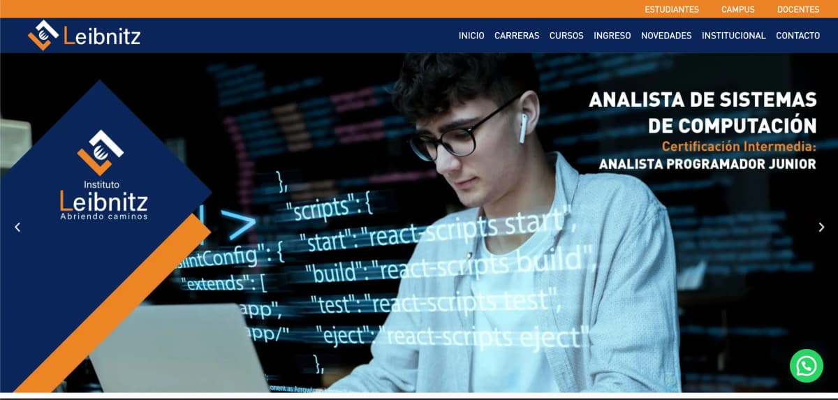 Plataforma web institucional del Instituto Leibnitz con panel administrativo y sistema de inscripcion online