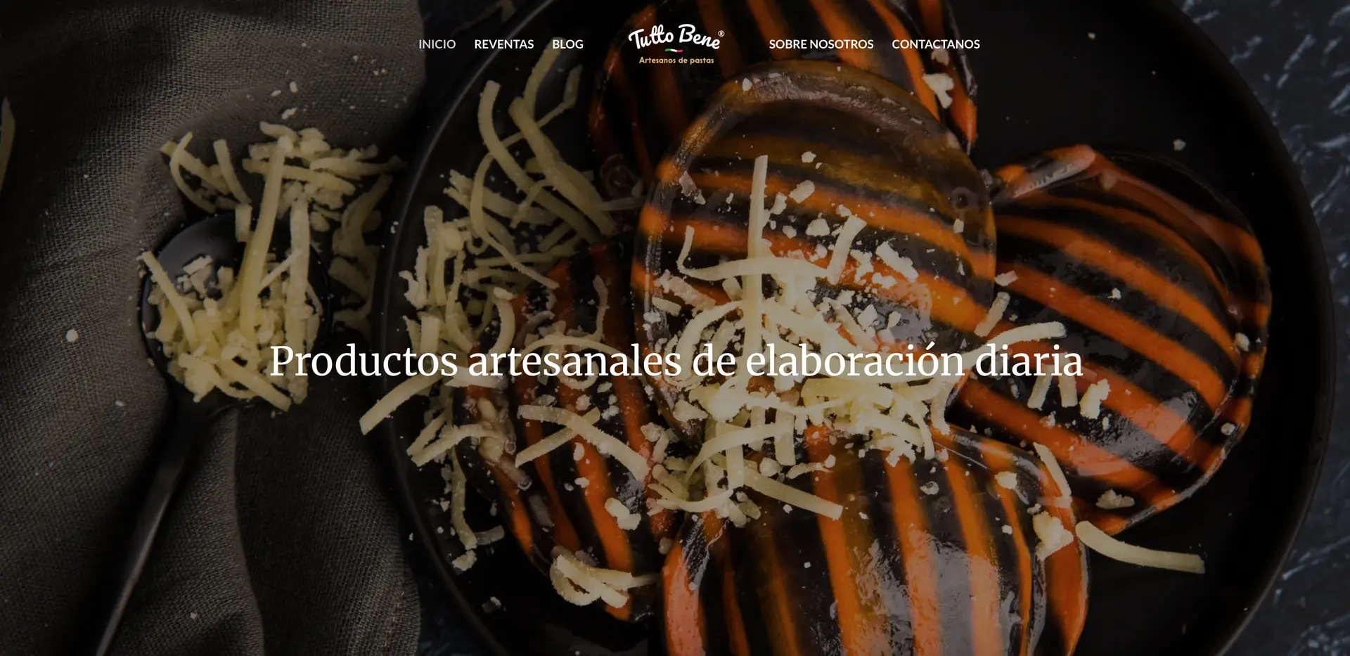 Sitio web corporativo de Pastas Tutto Benne con generacion automatica de contenido SEO mediante IA